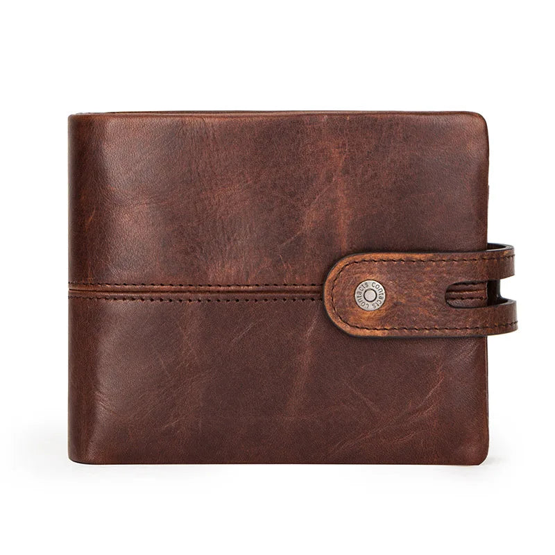 Casual Leather Wallet Hasp Closure Coin Pocket - Coffee