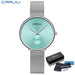 Minimalist Round Timepiece With Slim Band For Everyday - Silver Green