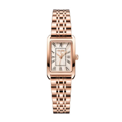 Rectangular Stainless Steel Watch with Roman Numerals