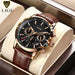 Chrono Cavalier Strap Wristwatch Premium With Subdials - Gold Black
