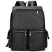 Backpack with Front Pocket Zippered Compartments - Black
