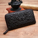 Crocodile Pattern Zip Wallet with Wrist Strap - Bone Brown