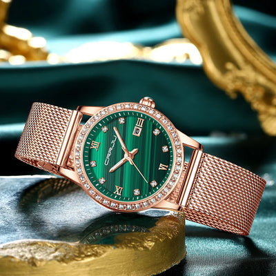 Radiant Mesh Watch with Crystal Bezel and Date Edition