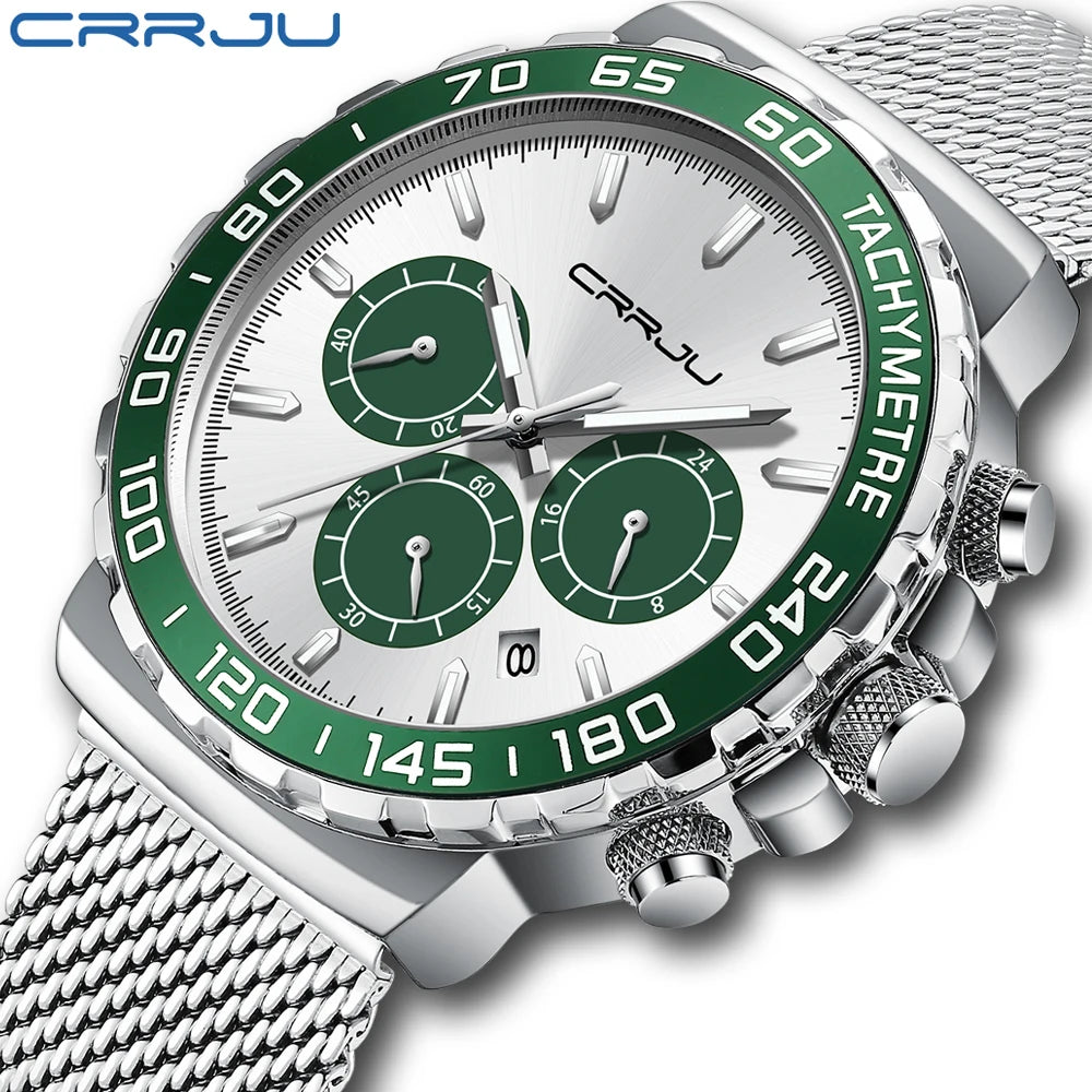Tachymeter Chronograph Mesh Strap Watch For Daily Wear