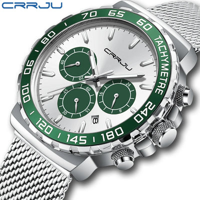 Tachymeter Chronograph Mesh Strap Watch For Daily Wear