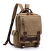 Small Canvas Backpack with Laptop Compartment - Khaki