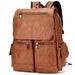 Backpack with Front Pocket Zippered Compartments - Light Brown