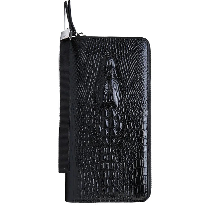Crocodile Pattern Zip Wallet with Wrist Strap