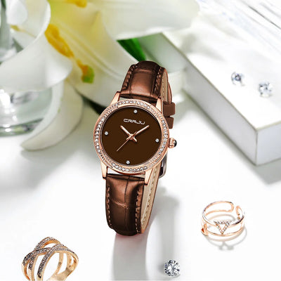 Halo Crystal Bezel Timepiece with Diamond Markers Luxe