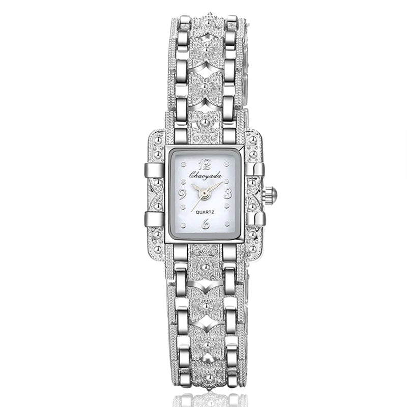 Rectangle Dial Quartz Wristwatch with Bracelet Style