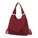 Nylon Tote Bag with Inside Pockets And Adjustable Strap - Burgundy