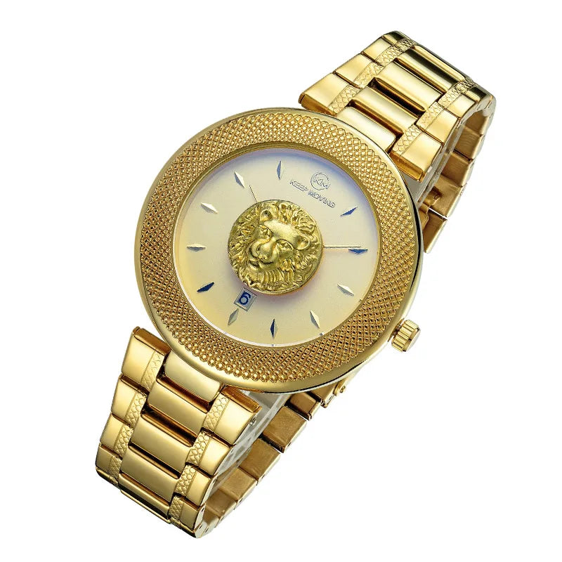 Watch Featuring Lion Motif And Calendar Display