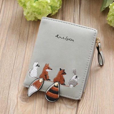 Wallet With Animal Tail Embroidery On Front Zipper - WO2MEN