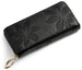 Floral Embossed Zip Wallet with Card Pockets - Black
