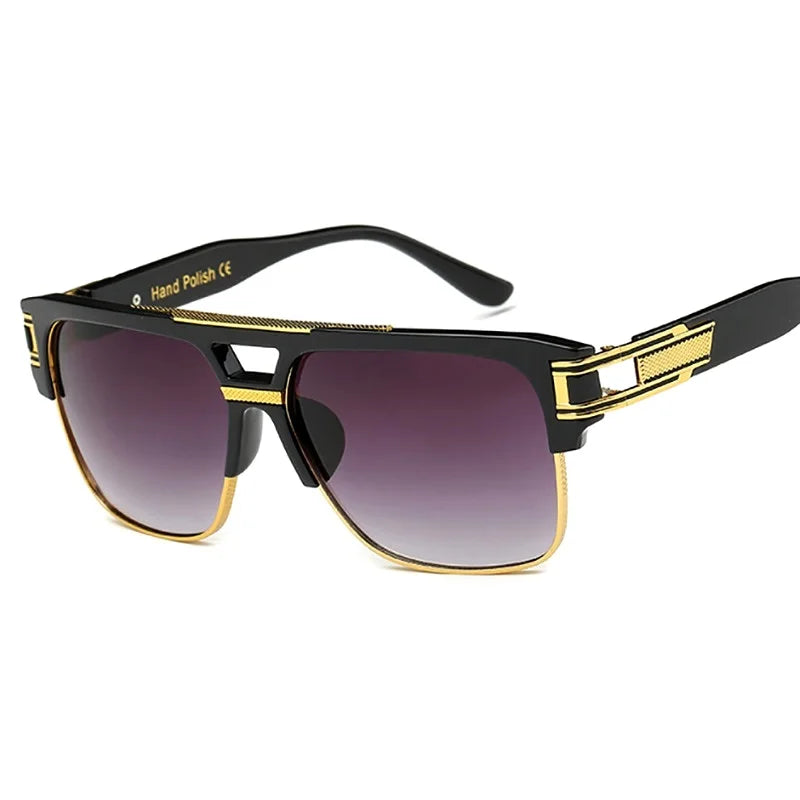Classic Luxury Sunglasses with Gold Frame Gradient Lens