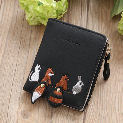 Wallet With Animal Tail Embroidery On Front Zipper - WO2MEN