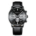Contemporary Chronograph Timepiece With Three Subdials - Leather Black Black