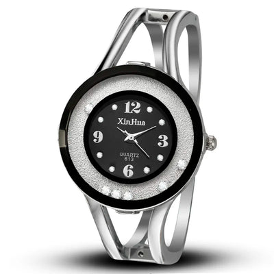 Women Bangle Quartz Watch with Crystal Dial Details