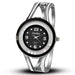 Women Bangle Quartz Watch with Crystal Dial Details - Black