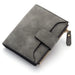 Leather Hasp Wallet with Card Slots and Zipper Closure - Dark Grey