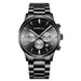Contemporary Chronograph Timepiece With Three Subdials - Steel Black Black