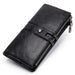 Long Zip Wallet with Card Slots And Coin Pocket - Black L