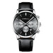 Contemporary Chronograph Timepiece With Three Subdials - Leather Silver Black
