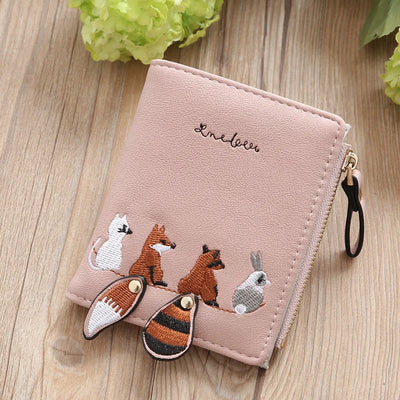 Wallet With Animal Tail Embroidery On Front Zipper - WO2MEN