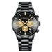 Contemporary Chronograph Timepiece With Three Subdials - Steel Black Gold