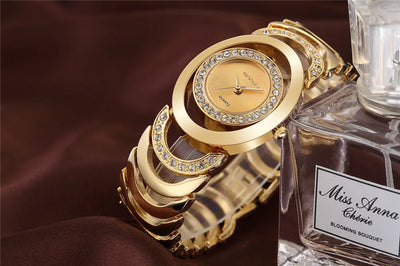 Ornate Bracelet Watch With Round Dial Timeless Glamour