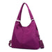 Nylon Tote Bag with Inside Pockets And Adjustable Strap - Purple
