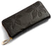 Floral Embossed Zip Wallet with Card Pockets - Coffee
