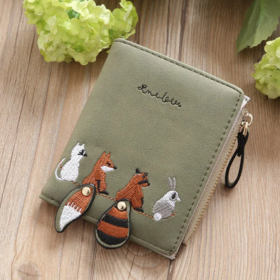 Wallet With Animal Tail Embroidery On Front Zipper - WO2MEN