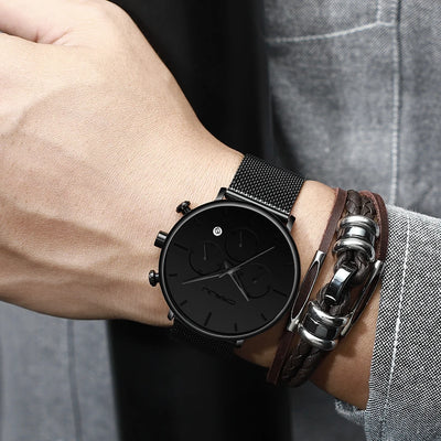 Refined Chronograph With Mesh Band For Everyday Use