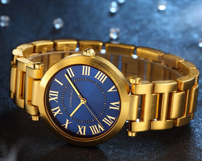 Watch With Roman Dial and Elegant Link Bracelet Design - WO2MEN