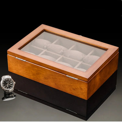 8 Slot Watch Box with Glass Window for Display
