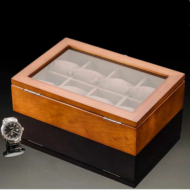 8 Slot Watch Box with Glass Window for Display
