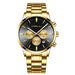 Contemporary Chronograph Timepiece With Three Subdials - Steel Gold