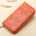 Floral Embossed Zip Wallet with Card Pockets - Orange