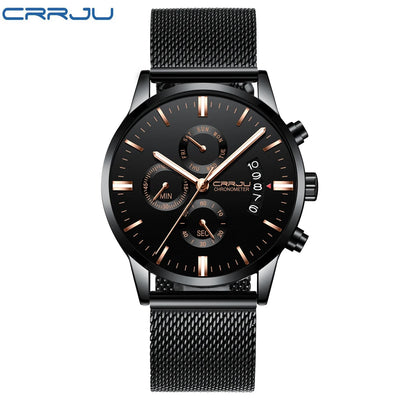 Chronograph Calendar Mesh Timepiece With Milan Strap