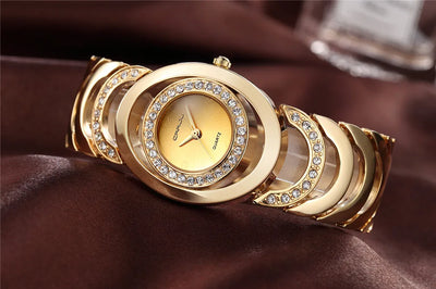 Ornate Bracelet Watch With Round Dial Timeless Glamour