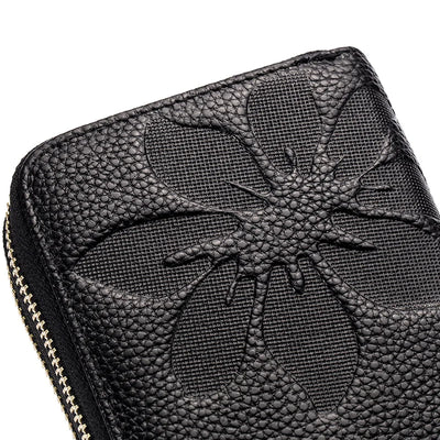 Floral Embossed Long Zip Wallet Organizer Card Slots - WO2MEN
