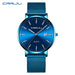 Timeless Calendar Timepiece With Mesh Strap Everyday - Blue Silver