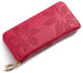 Floral Embossed Zip Wallet with Card Pockets - Rose