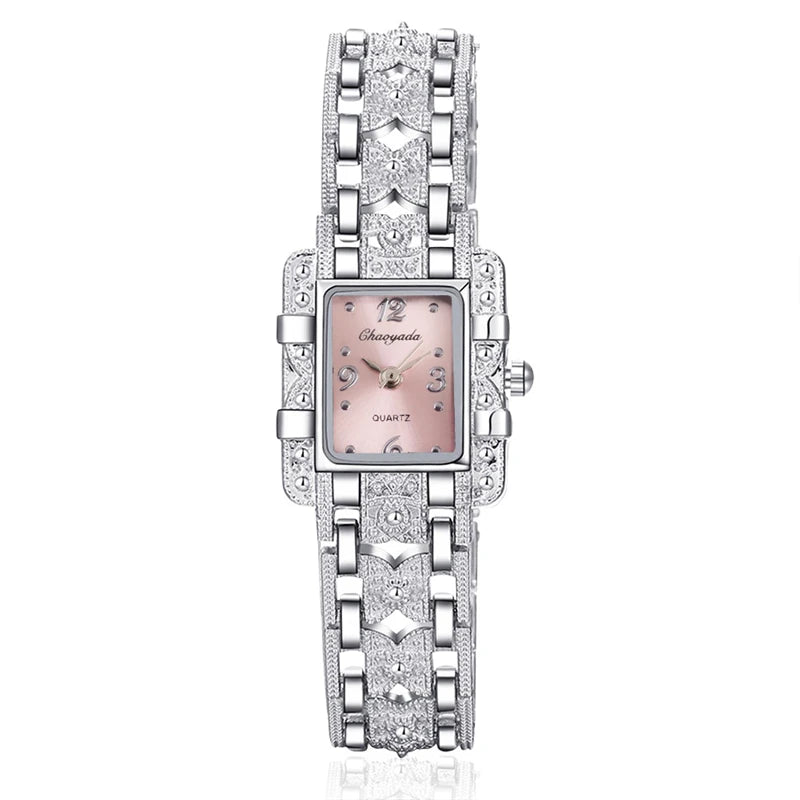 Rectangle Dial Quartz Wristwatch with Bracelet Style