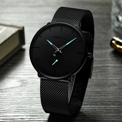 Slim Mesh Dial Wristwatch With Subdial Accent Premium