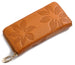 Floral Embossed Zip Wallet with Card Pockets - Earth Yellow