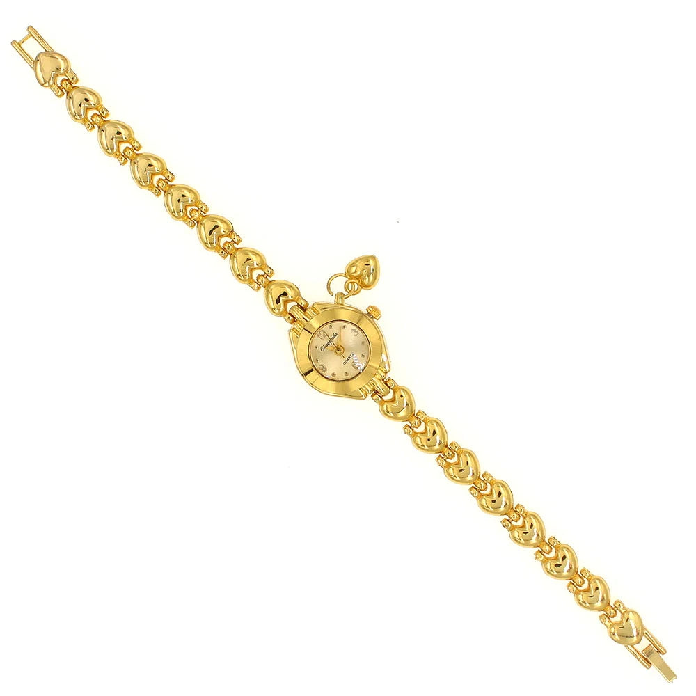 Elegant Heart Link Bracelet Watch Quartz Movement