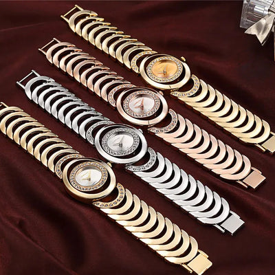 Watch Crystal Bracelet Timepiece with Radiant Halo - WO2MEN