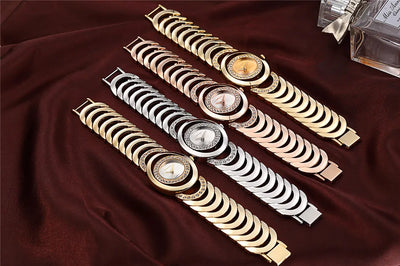 Ornate Bracelet Watch With Round Dial Timeless Glamour